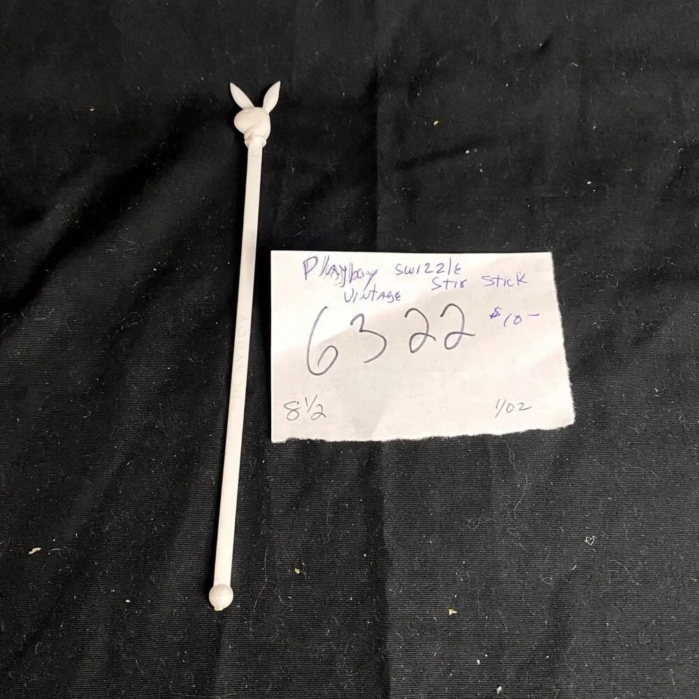 #6322 Vintage White Playboy Swizzle Stir Stick